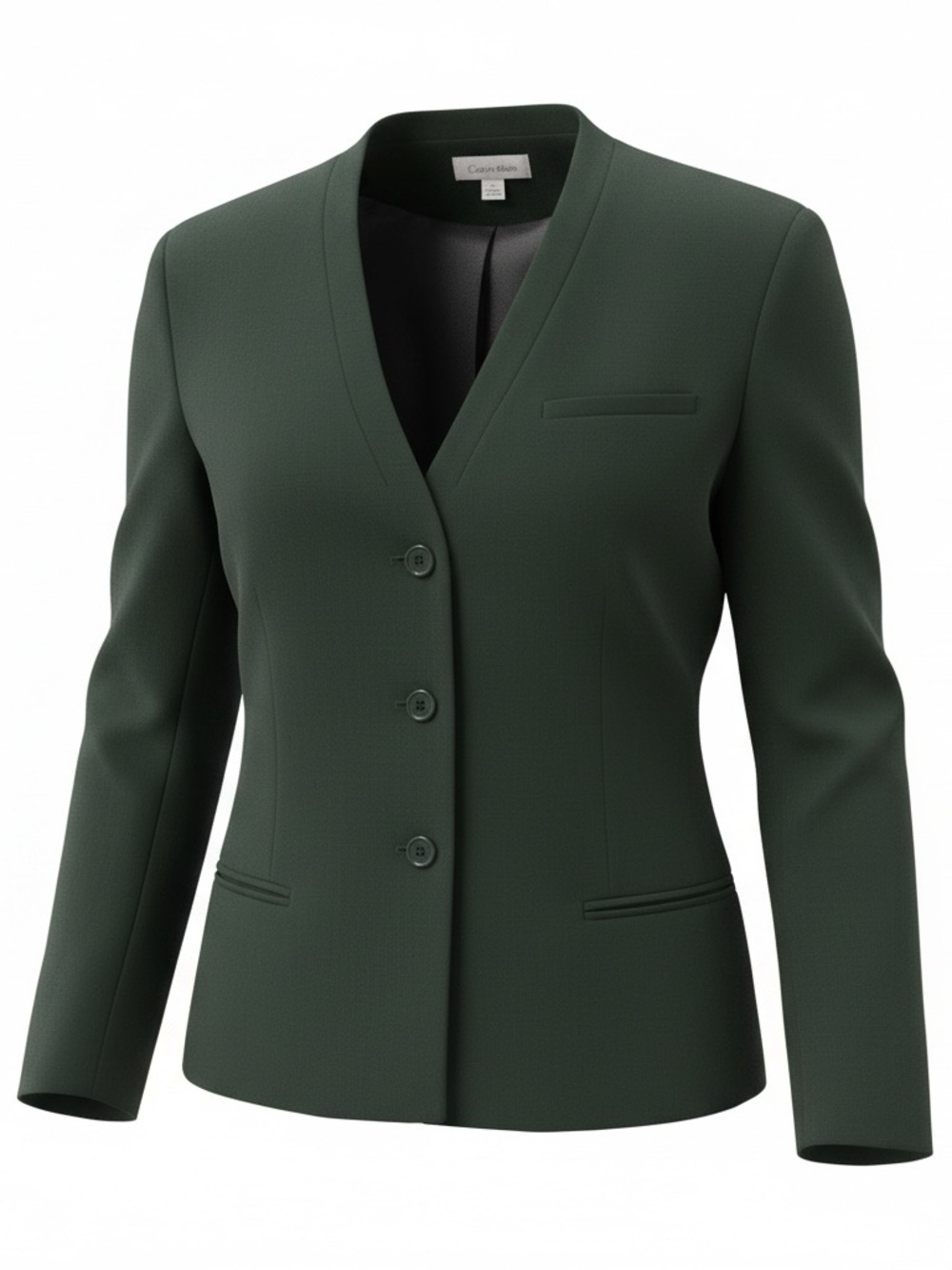 Calvin Klein Women's Forest Green V-Neck Three-Button Blazer